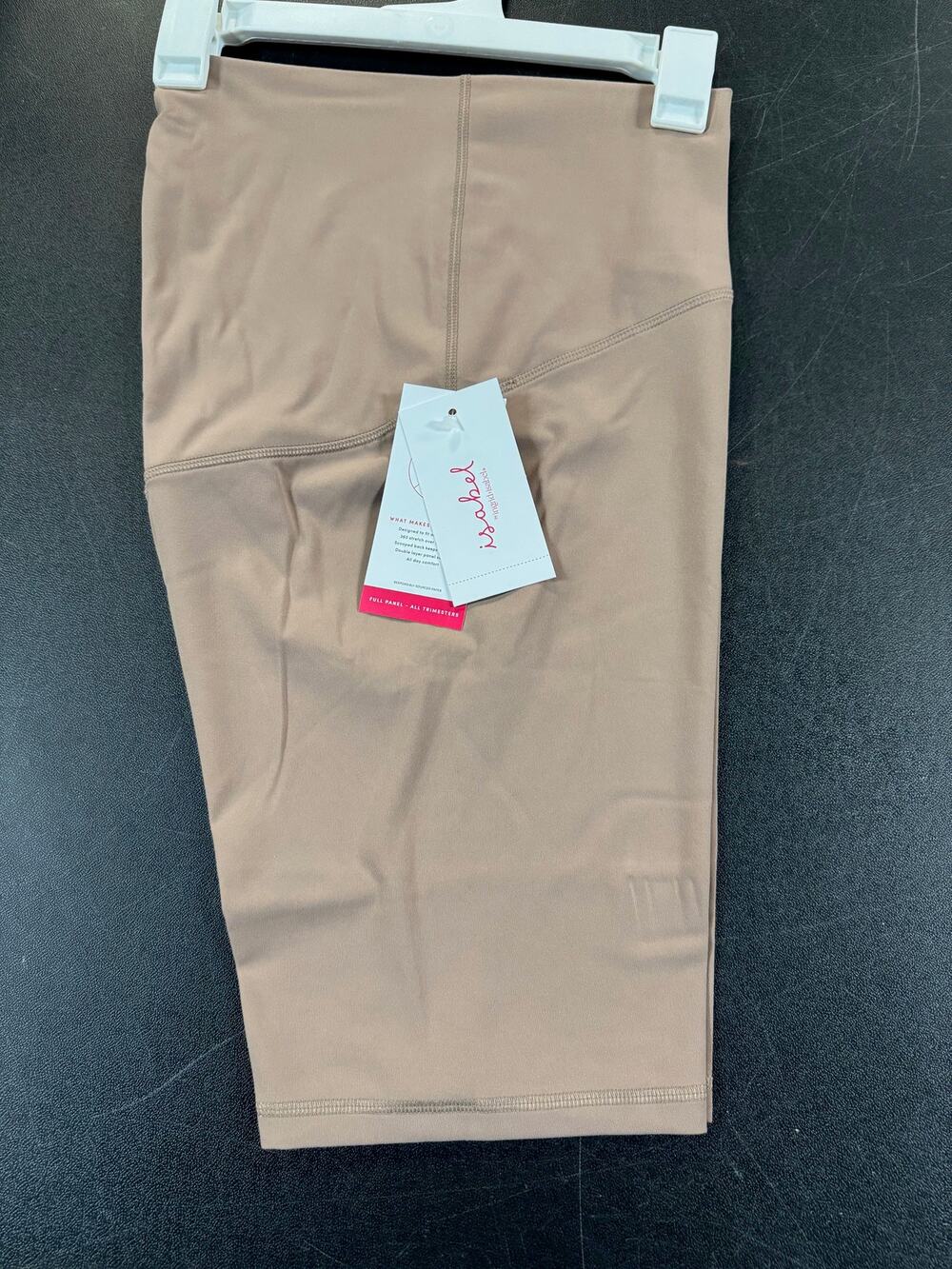 NWT Ladies Isabel Maternity Taupe High Rise Active Bike Shorts - Large